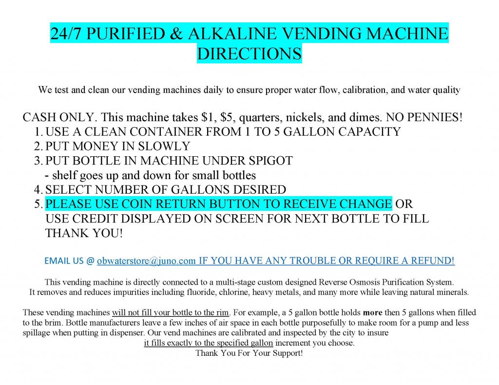 Vending Machine Instructions